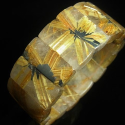 イチオシ 現品一点物 太陽放射 タイチンルチル クォーツ バングル ２９－３１ｍｍ 極太金針水晶 数珠 ＴＨＢ１０ 8枚目の画像