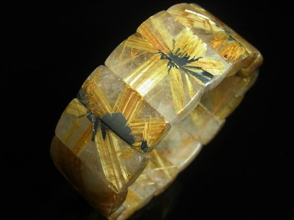 イチオシ 現品一点物 太陽放射 タイチンルチル クォーツ バングル ２９－３１ｍｍ 極太金針水晶 数珠 ＴＨＢ１０ 8枚目の画像