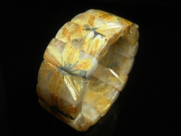 イチオシ 現品一点物 太陽放射 タイチンルチル クォーツ バングル ２９－３１ｍｍ 極太金針水晶 数珠 ＴＨＢ１０ 9枚目の画像