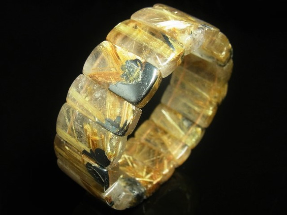 お勧め 現品一点物 太陽放射 タイチンルチル クォーツ バングル ２５－２６ｍｍ 極太金針水晶 数珠 ＴＨＢ９ 7枚目の画像