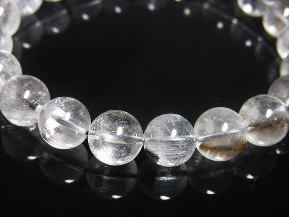 超輝 現品一点物 プラチナルチル ブレスレット 白金水晶 数珠 １０ミリ ３１ｇ Ｐｒ６１ クォーツ ルチル メンズ レ 2枚目の画像