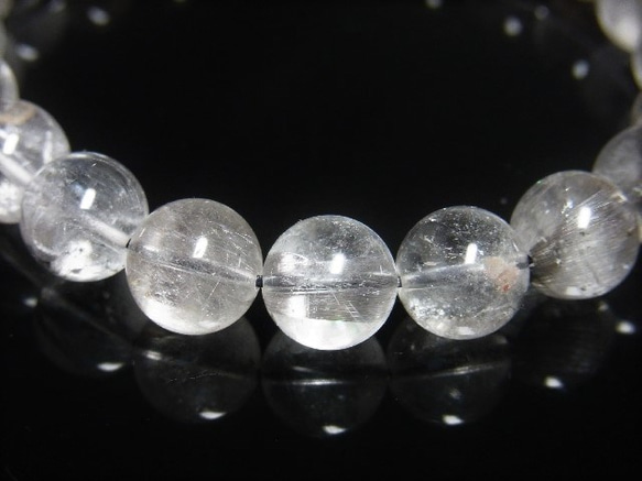 超輝 現品一点物 プラチナルチル ブレスレット 白金水晶 数珠 １０ミリ ３１ｇ Ｐｒ６１ クォーツ ルチル メンズ レ 10枚目の画像