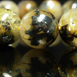 現品一点物 太陽放射タイチンルチル ブレスレット 金針水晶 数珠 １６ミリ ９１ｇ ＴＨＲ２４ ヘマタイト 最強金運数珠 6枚目の画像