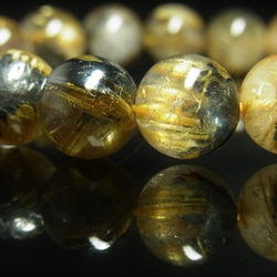 濃密 現品一点物 太陽放射ルチル ブレスレット 金針水晶 数珠 １１ミリ ４４ｇ ＴＨＲ２５ シラー入り レインボー 4枚目の画像