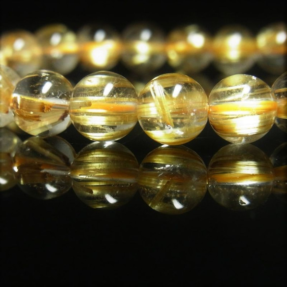イチオシ 現品一点物 タイチンルチル ブレスレット 金針水晶 数珠 ８ミリ １９ｇ ＰＴＲ３４ 最強金運 開運 9枚目の画像
