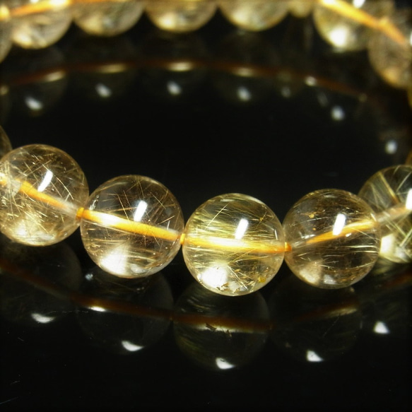 限定品 現品一点物 ゴールドルチル ブレスレット 勾玉ルチル 金針水晶 数珠 １２ミリ ４５ｇ Ｍｒｂ４ 最強金運 3枚目の画像