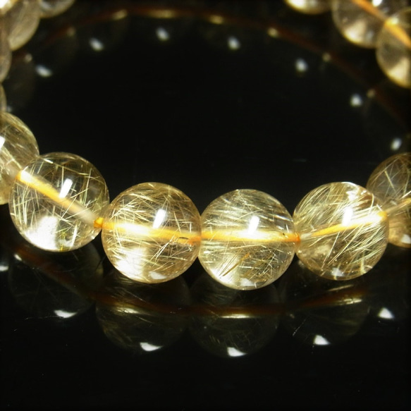 限定品 現品一点物 ゴールドルチル ブレスレット 勾玉ルチル 金針水晶 数珠 １２ミリ ４５ｇ Ｍｒｂ４ 最強金運 6枚目の画像