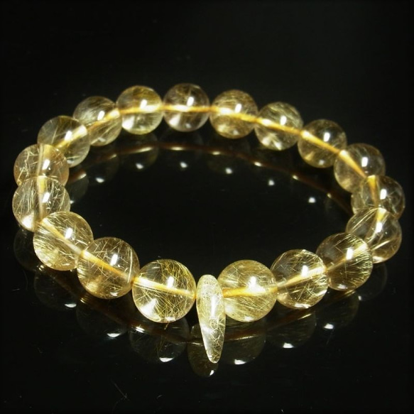 限定品 現品一点物 ゴールドルチル ブレスレット 勾玉ルチル 金針水晶 数珠 １２ミリ ４５ｇ Ｍｒｂ４ 最強金運 7枚目の画像