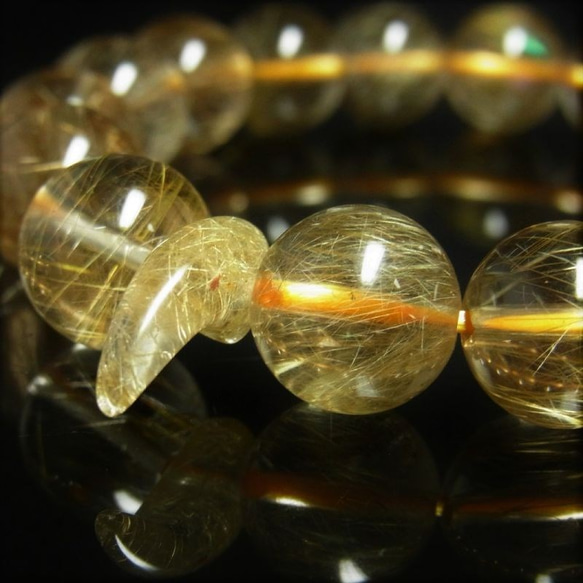限定品 現品一点物 ゴールドルチル ブレスレット 勾玉ルチル 金針水晶 数珠 １２ミリ ４５ｇ Ｍｒｂ４ 最強金運 8枚目の画像