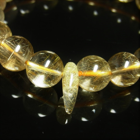 限定品 現品一点物 ゴールドルチル ブレスレット 勾玉ルチル 金針水晶 数珠 １２ミリ ４５ｇ Ｍｒｂ４ 最強金運 9枚目の画像