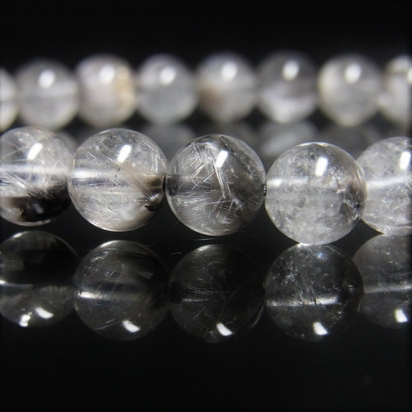 イチオシ 現品一点物 プラチナルチル ブレスレット 白金水晶 数珠 ７－８ミリ １７ｇ ＧＰｒ３ シラー 虹入水晶 10枚目の画像