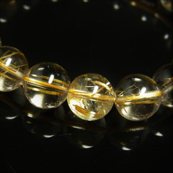 透明度重視 現品一点物 ゴールドルチル ブレスレット 金針水晶 １１－１２ミリ ４４ｇ ＧＫＲ１５ 最強金運 パワースト 10枚目の画像