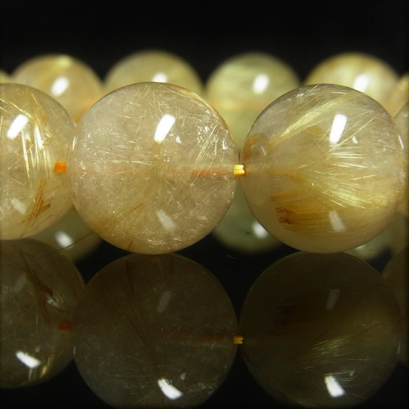 お勧め 現品一点物 ゴールド ルチル ブレスレット １６mm ８５ｇ Ｒ６５ 金針水晶 天然石 数珠 最強金運 開運招来 6枚目の画像