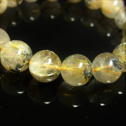 お試し価格 現品一点物 太陽放射ルチル ブレスレット １１－１２ミリ ４１ｇ 金針水晶 天然石 数珠 ＯＴＨＲ４５ 3枚目の画像