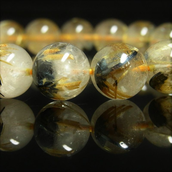 お試し価格 現品一点物 太陽放射ルチル ブレスレット １１－１２ミリ ４１ｇ 金針水晶 天然石 数珠 ＯＴＨＲ４５ 4枚目の画像