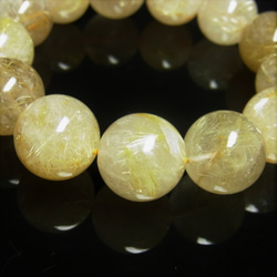 お試し価格 現品一点物 ゴールド ルチル ブレスレット １６－１７ｍｍ ９２ｇ Ｒ７０ 金針水晶 天然石 数珠 最強金運 9枚目の画像