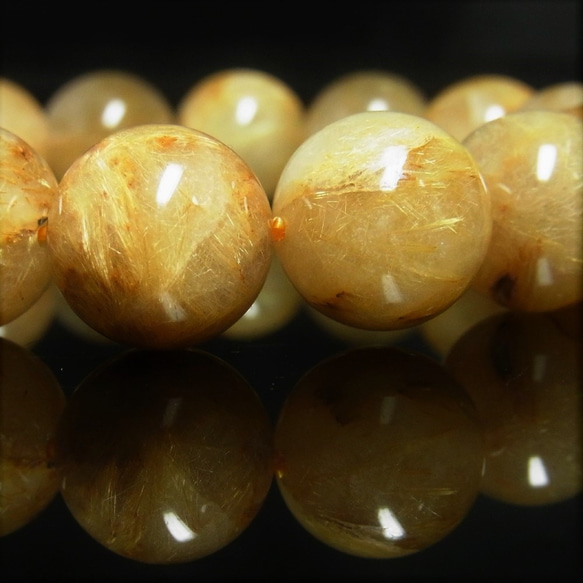 お勧め 現品一点物 ゴールド ルチル ブレスレット 金針水晶 天然石 数珠 １５－１６ミリ ７４ｇ Ｒ７１ 最強金運 10枚目の画像