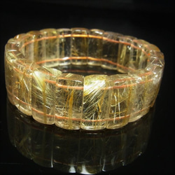 イチオシ 現品一点物 ゴールドルチル クォーツ バングル 22－23ミリ シラー入り レインボー 虹入金針水晶 数珠 10枚目の画像