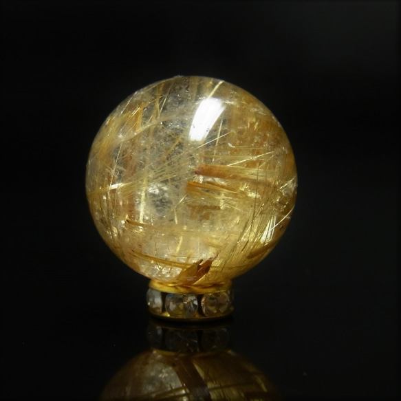 オススメ 現品一粒売り 極上 タイチンルチル 金針水晶 １６ミリ ＫＹＴ６０ ハンドメイド クォーツ 水晶 天然石 6枚目の画像