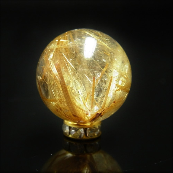 オススメ 現品一粒売り 極上 タイチンルチル 金針水晶 １６ミリ ＫＹＴ６０ ハンドメイド クォーツ 水晶 天然石 7枚目の画像