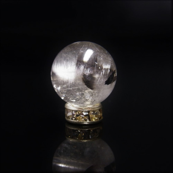 透明感重視 現品一点物 粒売り プラチナルチル 13-14ミリ 貫通穴有 Ｐｔ４８ 白金水晶 パワーストーン 4枚目の画像