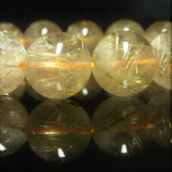 お試し価格 一点物 ゴールド タイチンルチル ブレスレット 金針水晶 天然石 数珠 １６－１７ミリ ＲＫ３７ シラー 虹 3枚目の画像
