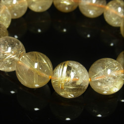 お試し価格 一点物 ゴールド タイチンルチル ブレスレット 金針水晶 天然石 数珠 １６－１７ミリ ＲＫ３７ シラー 虹 5枚目の画像