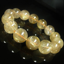 お試し価格 一点物 ゴールド タイチンルチル ブレスレット 金針水晶 天然石 数珠 １６－１７ミリ ＲＫ３７ シラー 虹 6枚目の画像