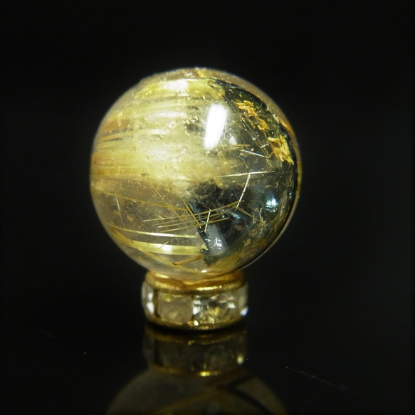 現品一点物 1粒売り 太陽放射タイチンルチル 金針水晶 １２ミリ ＫＨ１２ ヘマタイト ルチル最強の天然石 ハンドメイド 1枚目の画像
