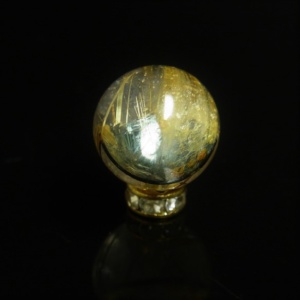 現品一点物 1粒売り 太陽放射タイチンルチル 金針水晶 １２ミリ ＫＨ１２ ヘマタイト ルチル最強の天然石 ハンドメイド 3枚目の画像