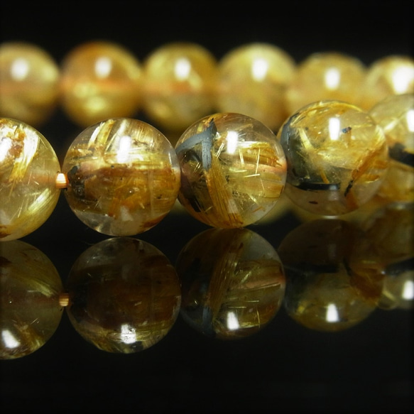 現品一点物 太陽放射 タイチンルチル ブレスレット 金針水晶 ９ミリ ２４ｇ ＰＴＨＲ４ ヘマタイト 最強金運数珠 開運 5枚目の画像
