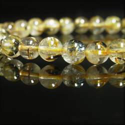 オススメ お試し価格 現品一点物 太陽放射タイチンルチル ブレスレット ７ミリ  金針水晶 天然石 数珠 ＯＴＨＲ４６ 4枚目の画像