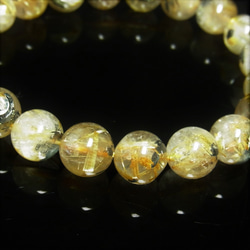 現品一点物 太陽放射ルチル ブレスレット １０－１１ミリ ３４ｇ 金針水晶 天然石 数珠 ＯＴＨＲ５１ 最強金運 6枚目の画像