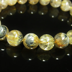 現品一点物 太陽放射ルチル ブレスレット １０－１１ミリ ３４ｇ 金針水晶 天然石 数珠 ＯＴＨＲ５１ 最強金運 10枚目の画像