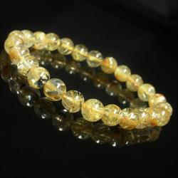 オススメ 現品一点物 太陽放射 ゴールドルチル ブレスレット 金針水晶 数珠 ７ミリ １６ｇ ＰＴＨＲ５ ヘマタイト 9枚目の画像