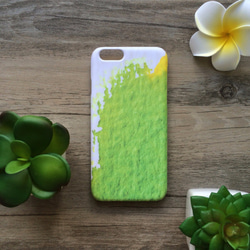 淡淡水彩綠與黃紋理//原創手機殼- iPhone, HTC, Samsung, Sony, LG 磨砂硬殼 第1張的照片