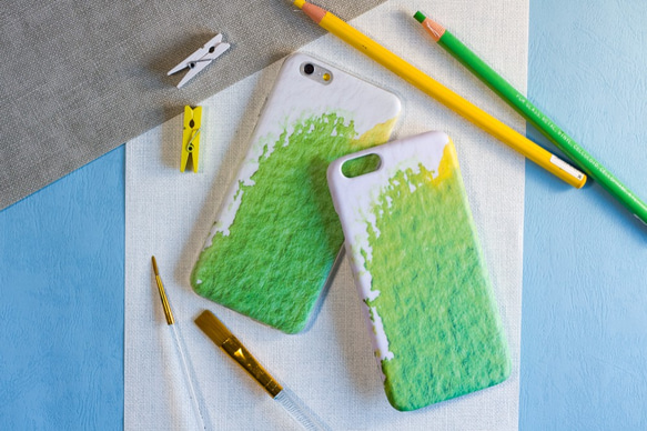 淡淡水彩綠與黃紋理//原創手機殼- iPhone, HTC, Samsung, Sony, LG 磨砂硬殼 第3張的照片