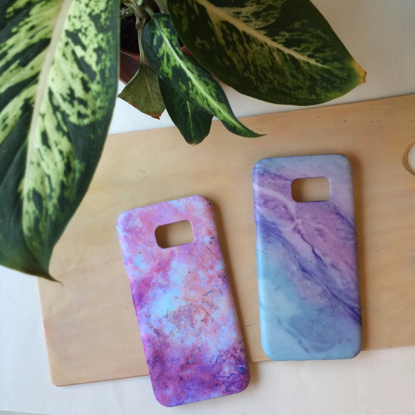罪//オリジナルの大理石の青紫色の雲モバイルシェル -  iPhone、HTC、サムスン、ソニー、LGマットハードシェル 6枚目の画像