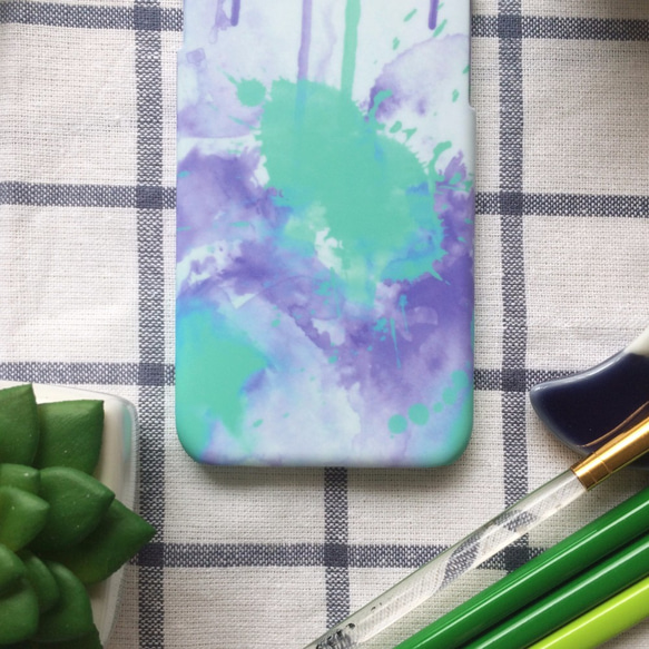 紫綠冷色系水彩噴墨//原創手機殼- iPhone, HTC, Samsung, Sony,oppo, LG 磨砂硬殼 第5張的照片