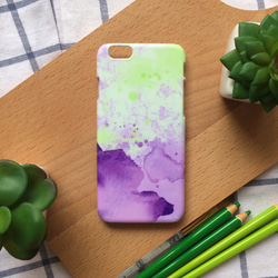 紫、緑、暖かいカラーインクジェット水彩//オリジナルモバイルシェル -  iPhone、HTC、サムスン、ソニー、OPPO、LG 6枚目の画像
