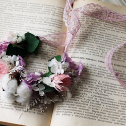 〔艾瑞兒＊ARIEL〕花冠與手腕花 / 優惠組合 / 棉花與粉紅色的浪漫 第2張的照片