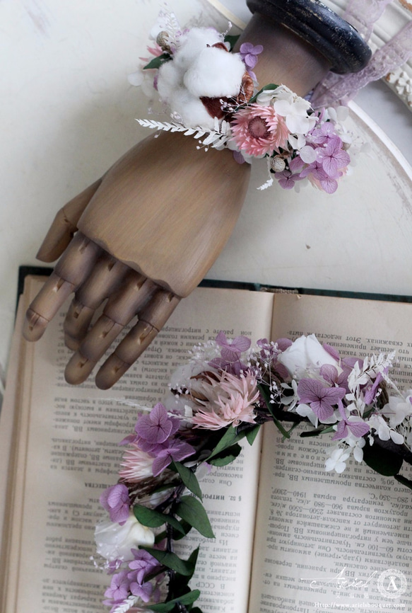 〔艾瑞兒＊ARIEL〕花冠與手腕花 / 優惠組合 / 棉花與粉紅色的浪漫 第3張的照片