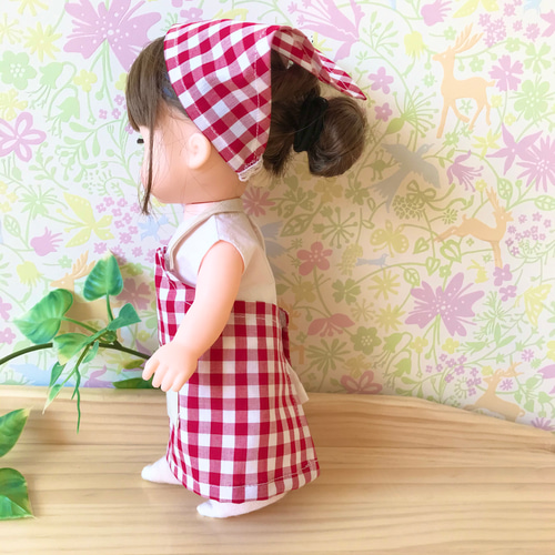 エプロンセット 赤いギンガムチェック＊ドール服 ソランちゃん ソラン