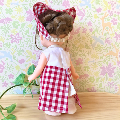 エプロンセット 赤いギンガムチェック＊ドール服 ソランちゃん ソラン