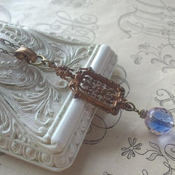 ＊Ｙ様オーダー品 France Floral Filigree / ロザリンSapphireBlue Beadネックレス 2枚目の画像