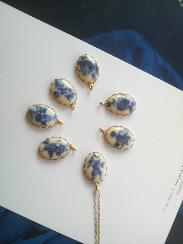 ヴィンテージ　Blue-flower　ネックレス 4枚目の画像