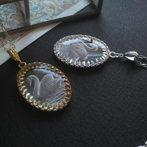 ヴィンテージ 白鳥のインタリオ ネックレス（アンティークGold