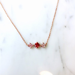 ♦NINA SHIH JEWELRY ♦愛戀::尖晶石純銀鍍玫瑰金鎖骨項鍊(蓮花色及紅尖晶石Spinel) 第3張的照片