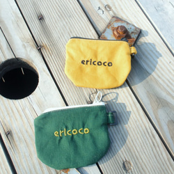 ericocoエリココ 刺繡犀牛卡片零錢包-芥末黃色 第2張的照片