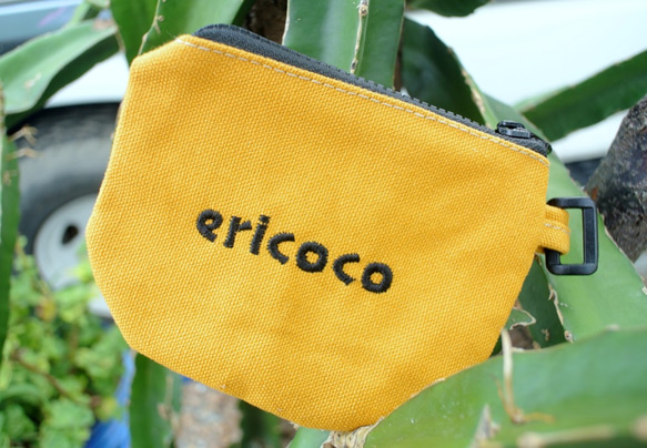 ericocoエリココ 刺繡斑馬帆布零錢包-芥末黃色 第2張的照片